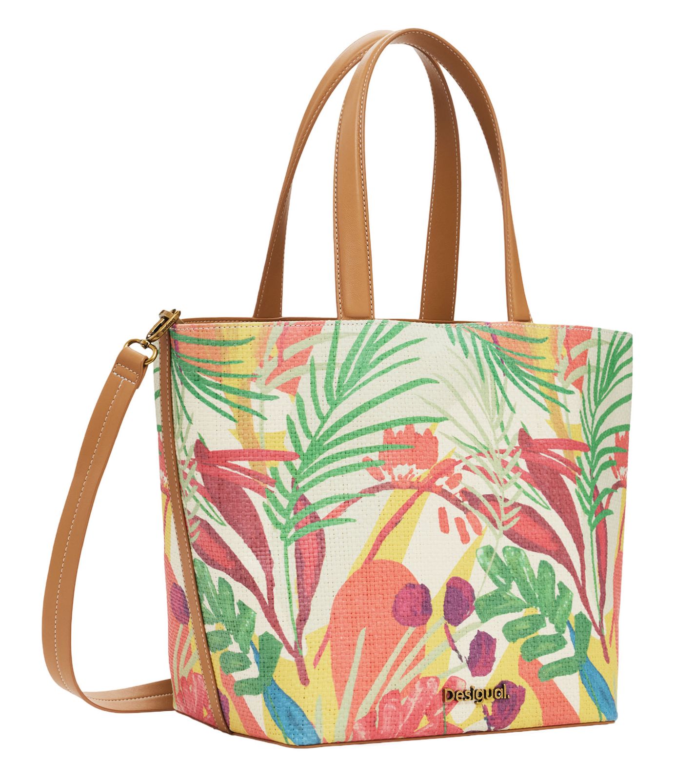 Geantă Shopper Desigual Sunara Valdivia - Beige Crude, cu Set Utility Bag Inclus