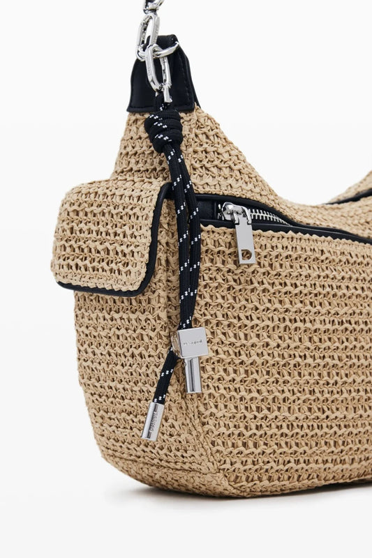 Geantă Desigual Half Logo Raffia Astana - Medie | Model 25SAXO171014