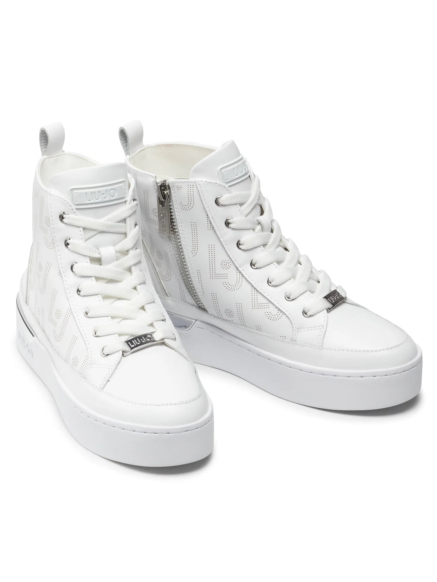 Sneakers Liu Jo Silvia White – Design urban cu fermoar și șireturi | Model BA2003