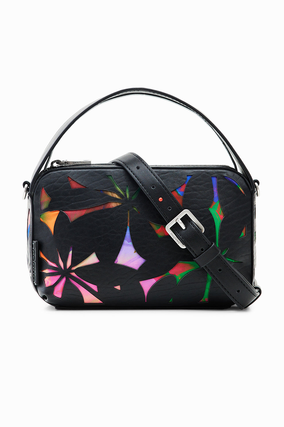 Geantă Crossbody Desigual cu Decupaje - Negru/Portocaliu/Albastru